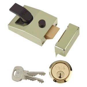 89 Deadlock Nightlatch 60mm Backset Brasslux Finish Box