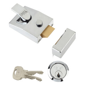 89 Deadlock Nightlatch 60mm Backset Chrome Finish Box