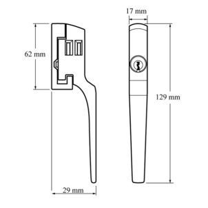 P115WE Lockable Window Handle White Finish