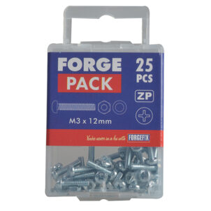 Machine Screw Pozi Compatible Pan Head ZP M3 x 12mm ForgePack 50 - Image 2