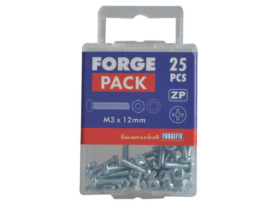 Machine Screw Pozi Compatible Pan Head ZP M3 x 12mm ForgePack 50 - Image 2