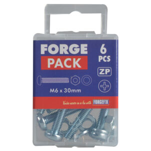 Machine Screw Pozi Compatible Pan Head ZP M6 x 30mm ForgePack 8 - Image 2
