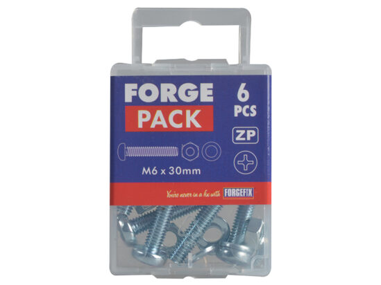 Machine Screw Pozi Compatible Pan Head ZP M6 x 30mm ForgePack 8 - Image 2
